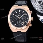 Swiss quality Replica Vacheron Constantin Overseas Watches 42mm Rose Gold Leather Strap